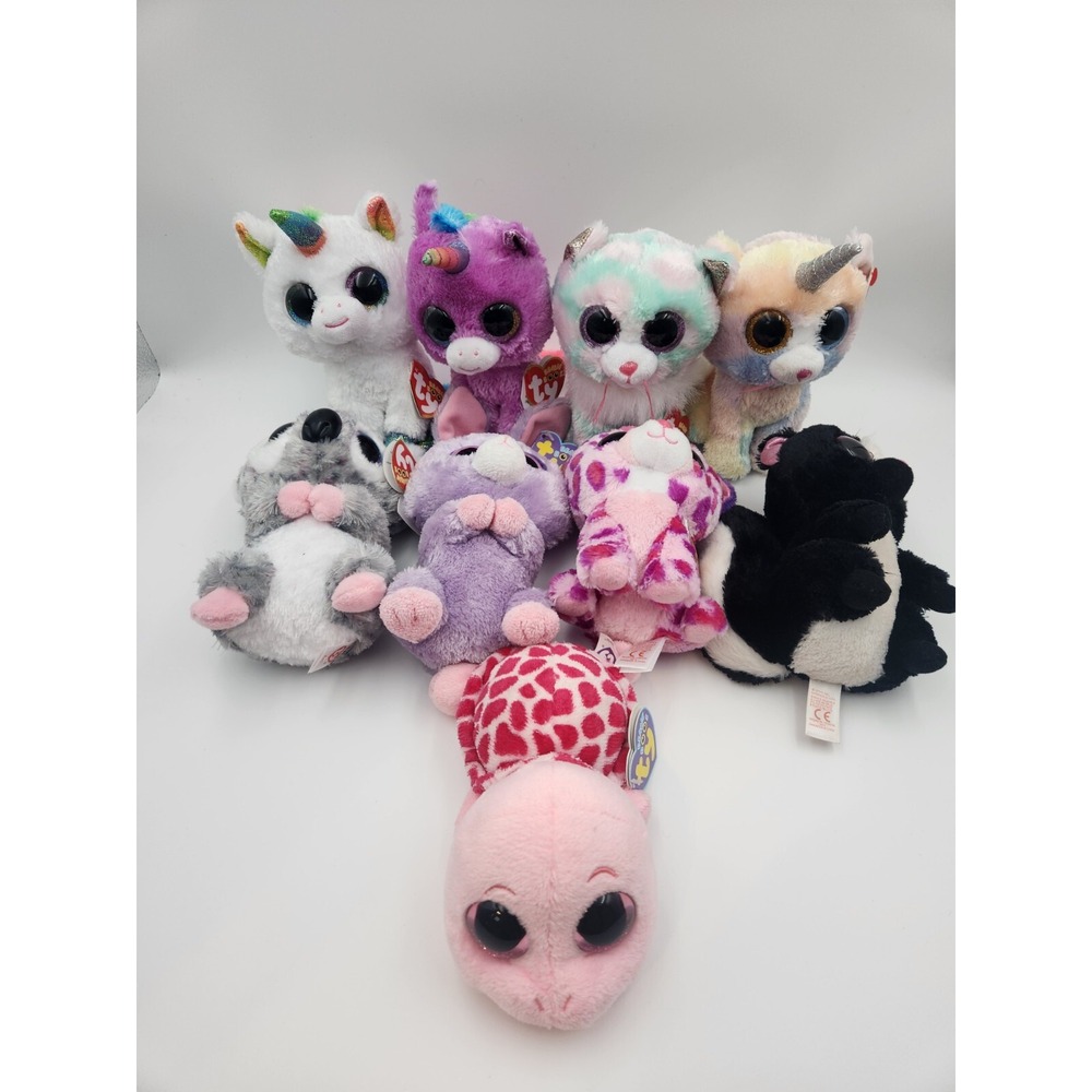 Beanie Boos - Lot Of 9 - Petunia, Myrtle, Karli, Glamour, Heather, Opal,...